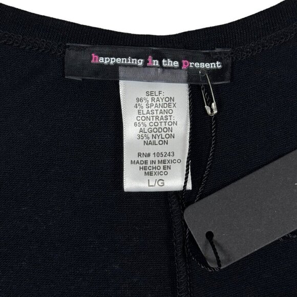 NWT HIP Black Graphic Tee T-Shirt Sz. L Sleeveless Lace Flowers Lion Goth - Picture 9 of 11